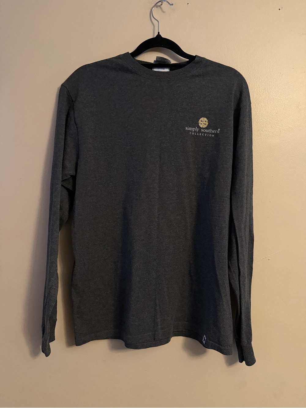Simply Southern Long Sleeve Tee - Charcoal with Gold Logo